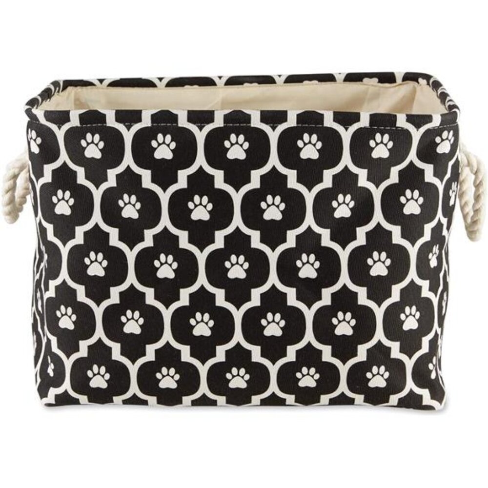 Pet Storage Collection Lattice Paw Print, Small Rectangle, Black